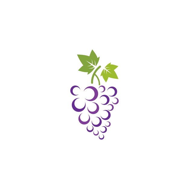 Racimo de uvas de vino con icono de hoja