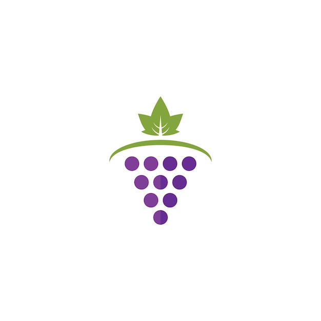 Racimo de uvas de vino con icono de hoja