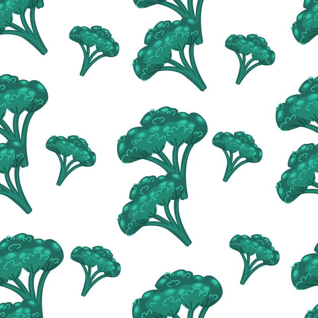 Racimos de brócoli verde patrón sin costuras Ilustración vectorial en estilo plano Estampado vegetal