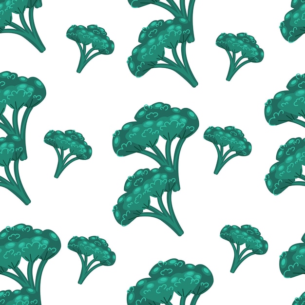 Racimos de brócoli verde patrón sin costuras ilustración vectorial en estilo plano estampado vegetal