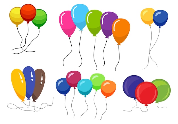 Racimos de varios globos de helio de color vector illustrationxa