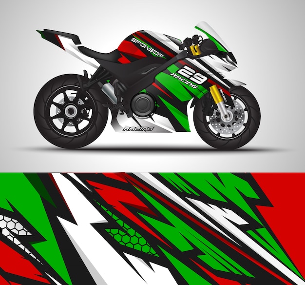 Racing sport bike wrap calcomanía y vinilo adhesivo ilustración.