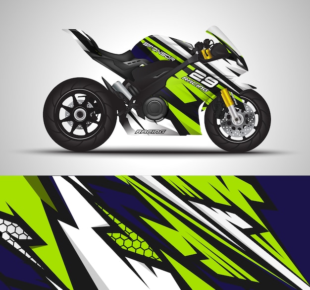 Racing sport bike wrap calcomanía y vinilo adhesivo ilustración.