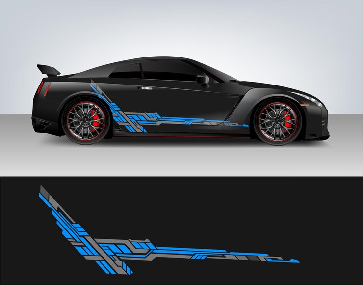 Racing Vehicle Graphic kit carrera de diseño vectorial aislado Rayas elegantes tecnología azul moderna