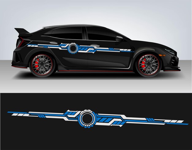 Racing Vehicle Graphic kit carrera de diseño vectorial aislado Rayas elegantes tecnología azul moderna