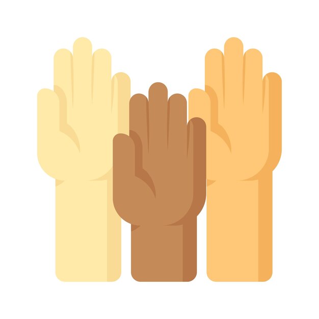 Sin racismo, levante la mano. Diseño vectorial listo para usar icono.