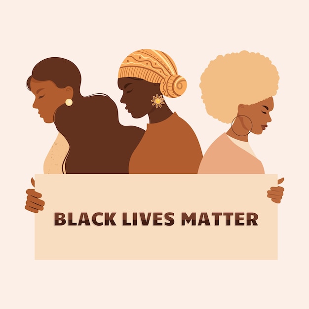 Vector para el racismo. las vidas negras importan, somos iguales. no hay concepto de racismo. estilo plano diferentes colores de piel. ilustración de apoyo.