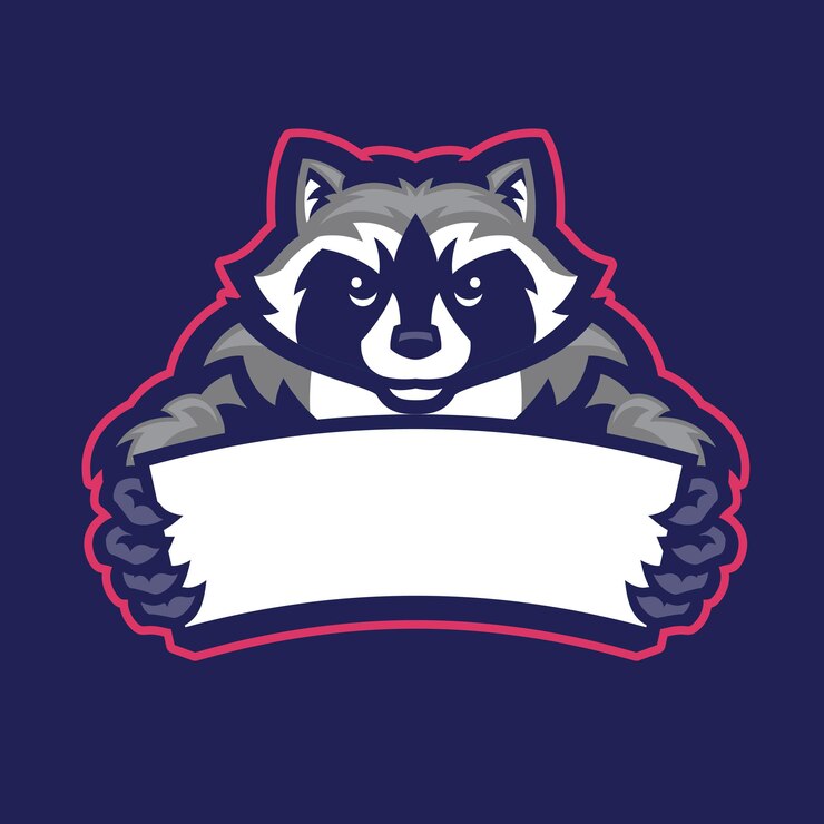 Vector racoom en estilo mascota deportiva mantenga el espacio en blanco para el texto