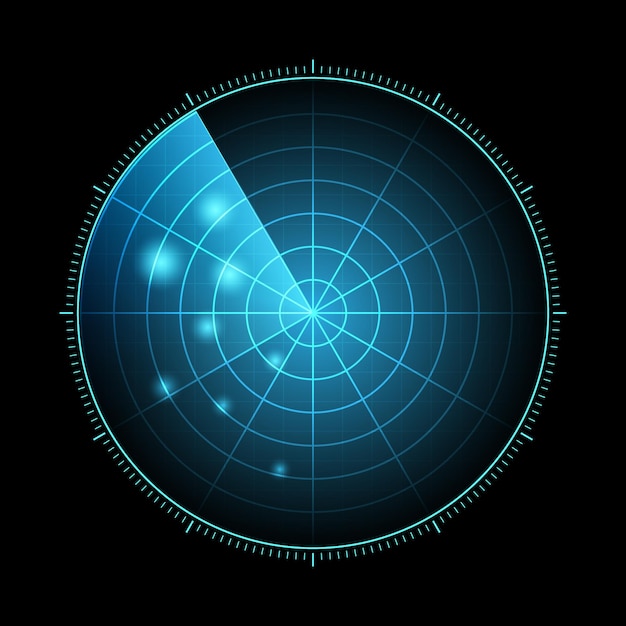 Radar HUD con objetivos en acción Sistema de búsqueda militar