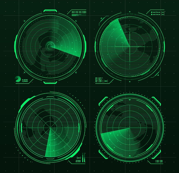 Radar militar HUD, interfaz de pantalla de visualización de sonar