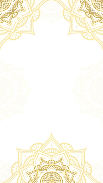 Radiancia celestial Blanco Fondo vectorial vertical con contorno Mandala Elegancia en decoración de oro