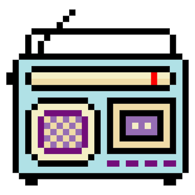 Radio en estilo pixel art Radio antiguo retro