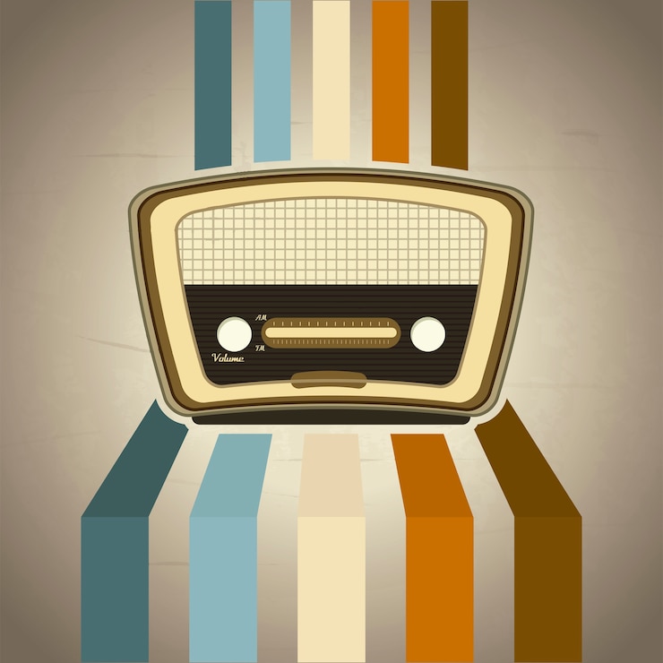 Vector radio retro sobre ilustración de vectores de fondo grunge