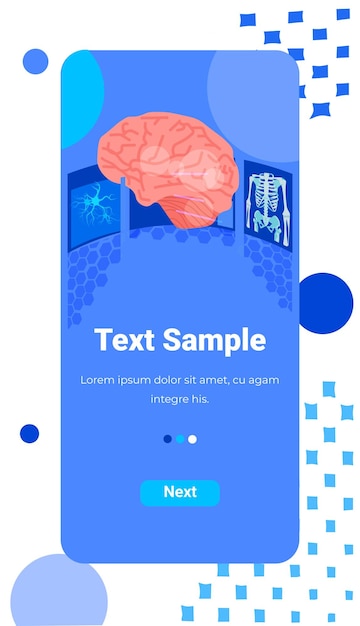 radiólogo que examina la resonancia magnética del cerebro del paciente en la pantalla del teléfono inteligente concepto de tratamiento médico de atención médica espacio de copia vertical ilustración vectorial