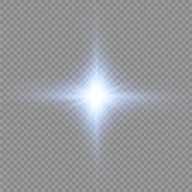 Ráfaga de luz azul brillante resplandor estrella brillante rayos de sol efecto de luz destello de sol