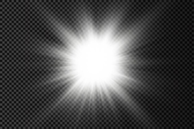 Vector ráfaga de luz blanca brillante resplandor estrella brillante rayos de sol efecto de luz destello de sol