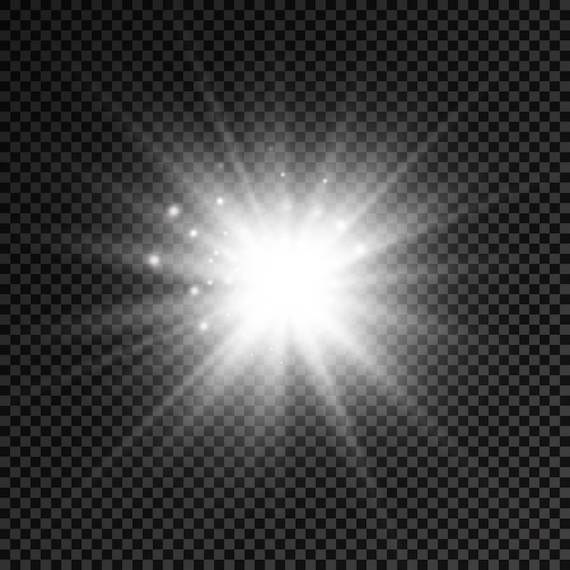 Vector ráfaga de luz blanca brillante resplandor estrellas brillantes rayos de sol efecto de luz destello de sol