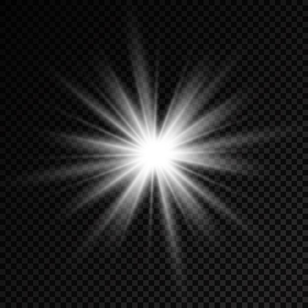 Ráfaga de luz blanca brillante resplandor estrellas brillantes rayos de sol efecto de luz destello de sol