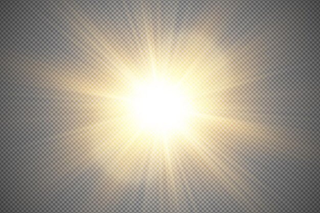Una ráfaga de sol brillante sobre un fondo transparente