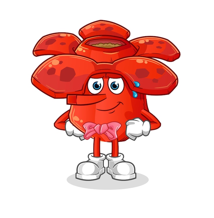 Vector rafflesia arnoldii miente como el personaje de pinocho. vector de mascota de dibujos animados