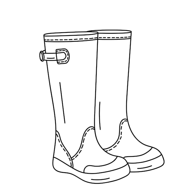 Rain rubber boots in the doodle style