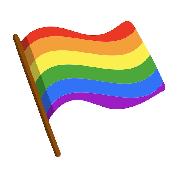 Rainbow bandera gay sobre fondo blanco.