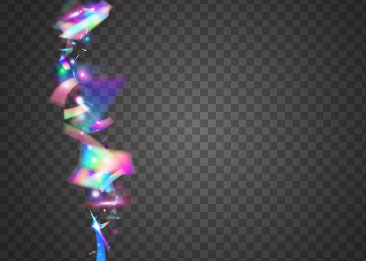 Vector rainbow glare. fiesta art. disco flare. textura brillante violeta. ilustración abstracta de fiesta. lámina moderna. caída de oropel. brillo ligero. resplandor azul del arco iris