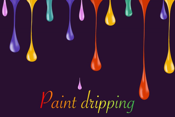 Vector rainbow gotas de gota de pintura brillante en blanco. ilustrador gotas de esmalte de uñas. caída de esmalte de uñas. caen gotas de pintura. caen gotas de pintura. gotas que caen