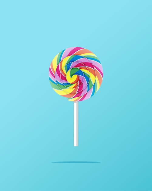 Rainbow Lollipop Candy en ilustración de vector de fondo aislado