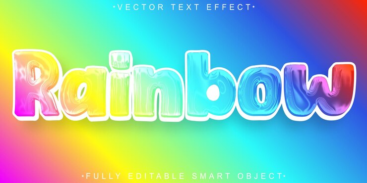 Vector rainbow sky vector efecto de texto de objeto inteligente totalmente editable