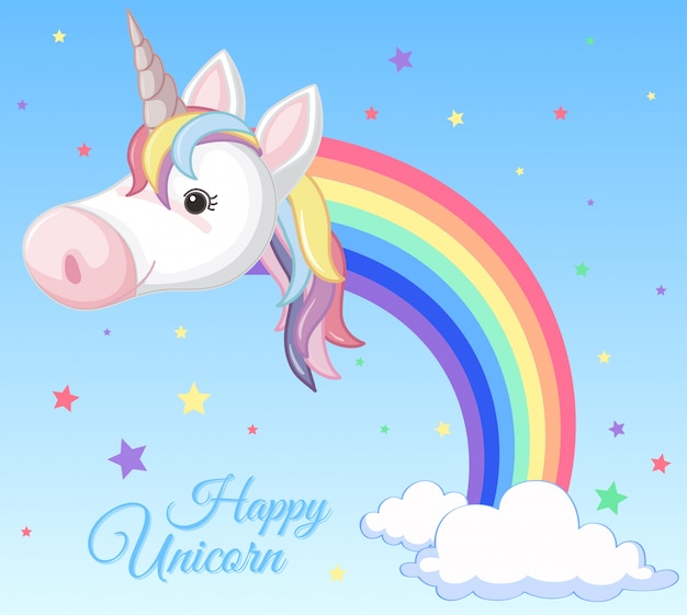 Vector un rainbow unicorn y cloud