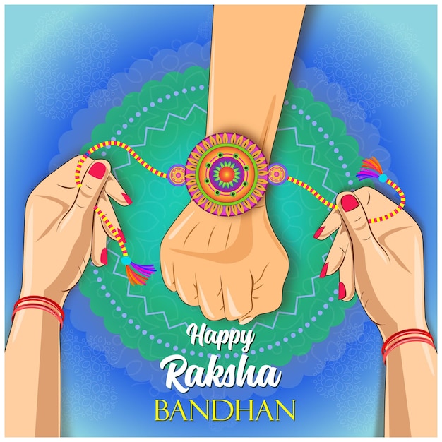 Vector raksha bandhan atando rakhi en la mano