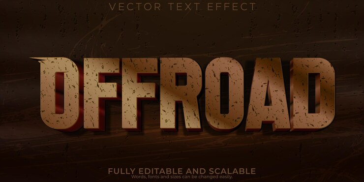 Vector rally editable de efecto de texto todoterreno y estilo de texto 4x4