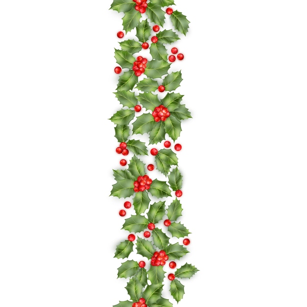 Rama de acebo de Navidad con borde transparente de bayas. Feliz año nuevo objeto de tarjeta.