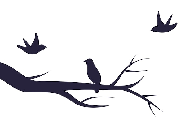 Rama de árbol con pájaros
