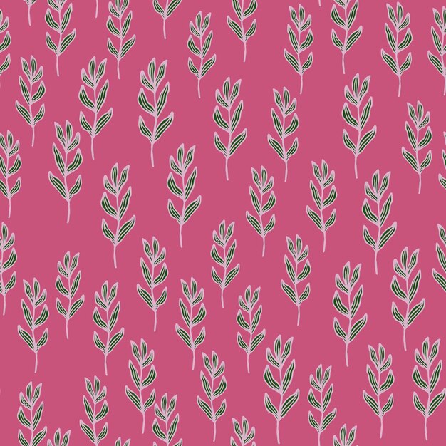 Rama de bosque abstracto aleatorio con hojas de patrones sin fisuras. Telón de fondo de follaje vintage. Papel pintado retro de la naturaleza. Para diseño de telas, estampado textil, envoltura, funda. Ilustración vectorial.