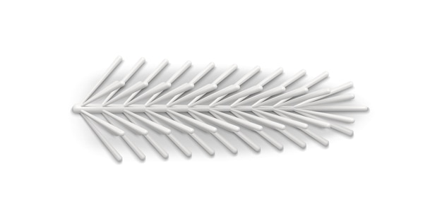 Rama conífera horizontal blanca realista con agujas para el vector de diseño decorativo de Navidad