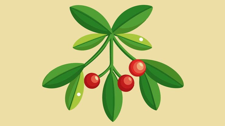Vector rama de guiño de navidad con bayas rojas y hojas verdes clipart vectorial festivo