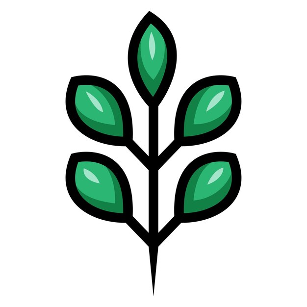 Rama de hoja verde sobre un fondo blanco