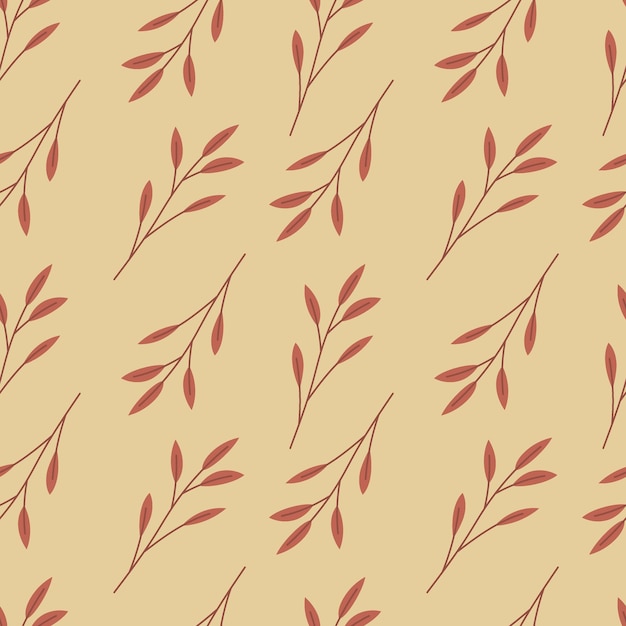 Rama con hojas patrón sin costuras patrón de planta de color de otoño ilustración vectorial para fondo de tela papel de envoltura portada de papel tapiz