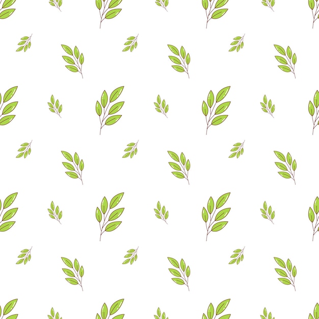 Rama con hojas verdes patrón sin costuras Ilustración vectorial para impresión papel de envoltura textil papel de fondo