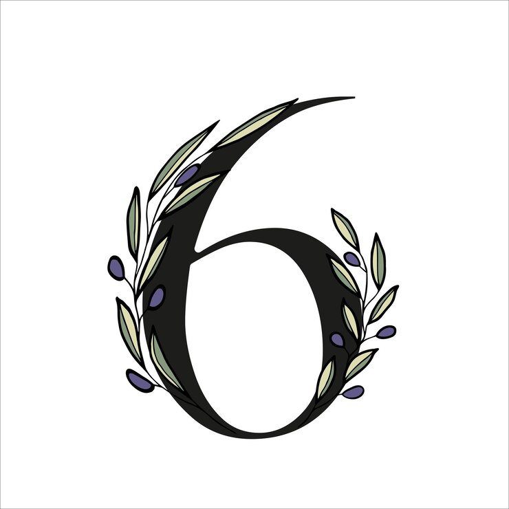 Vector rama de olivo número alfabético para la decoración de la tarjeta o invitación de boda ilustración dibujada a mano vectorial para el diseño