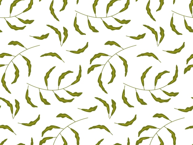 Rama de patrón sin costuras floral con hojas textura ornamental ilustración vectorial plana repetida