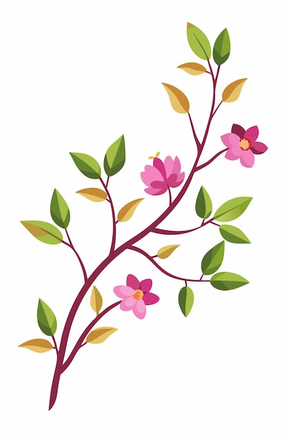 Rama de stock con hermosas flores sobre fondo blanco para una decoración y un diseño elegantes