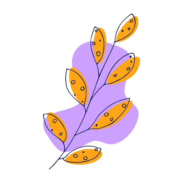 Rama vectorial dibujada a mano Doodle de hierba colorida Ilustración botánica