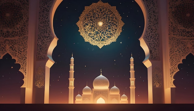 Ramada Kareem Eid Mubarak Ilustración de fondo