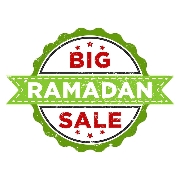 Ramadan big sale sello grunge verde ramadan big sale vintage insignia de goma plantilla vector aislado