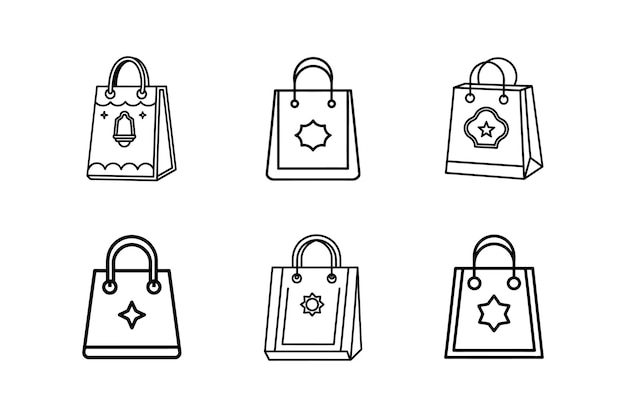Ramadán bolsa de compras icono línea de arte vector