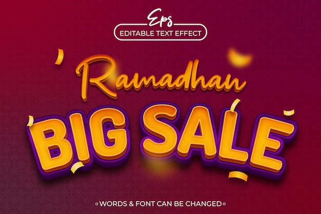 Ramadán gran venta plantilla de efecto de texto editable