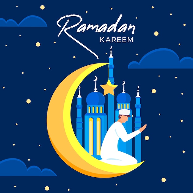 Ramadán con hombre y luna
